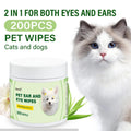 2-In-1 Pet Ear and Eye Wipes, 200 Count Mild Formula,Gentle Cleaning for Dogs and Cats Mite Removal Cat and Dog Ear Eye Cleaning - Petguard