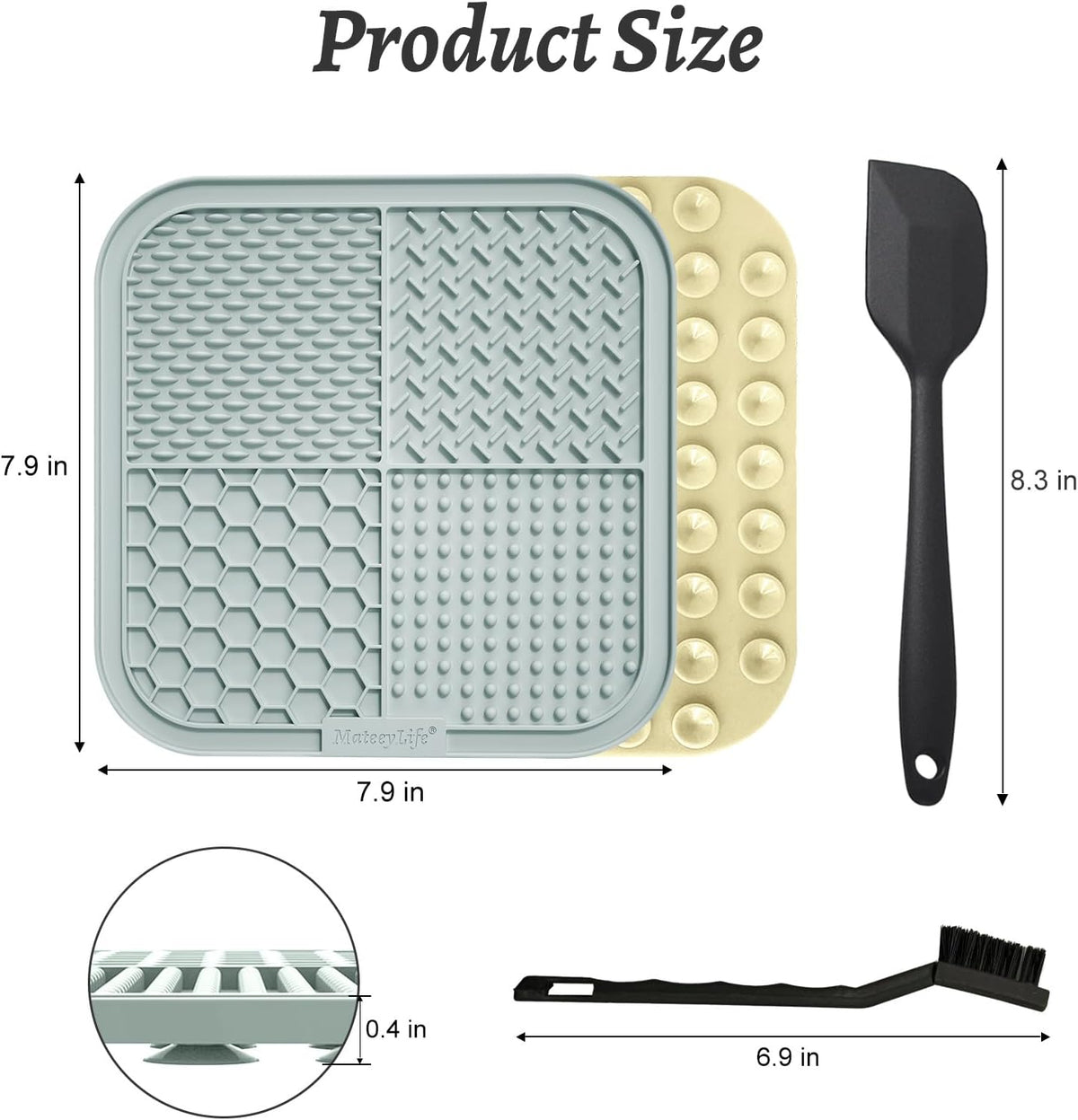 2PCS Large Lick Mat for Dogs and Cats, Licking Mats for Dog Anxiety Relief, Cat Peanut Butter Lick Pad for Boredom Reducer, Dog Treat Mat Perfect for Bathing Grooming Gray&Beige - Petguard