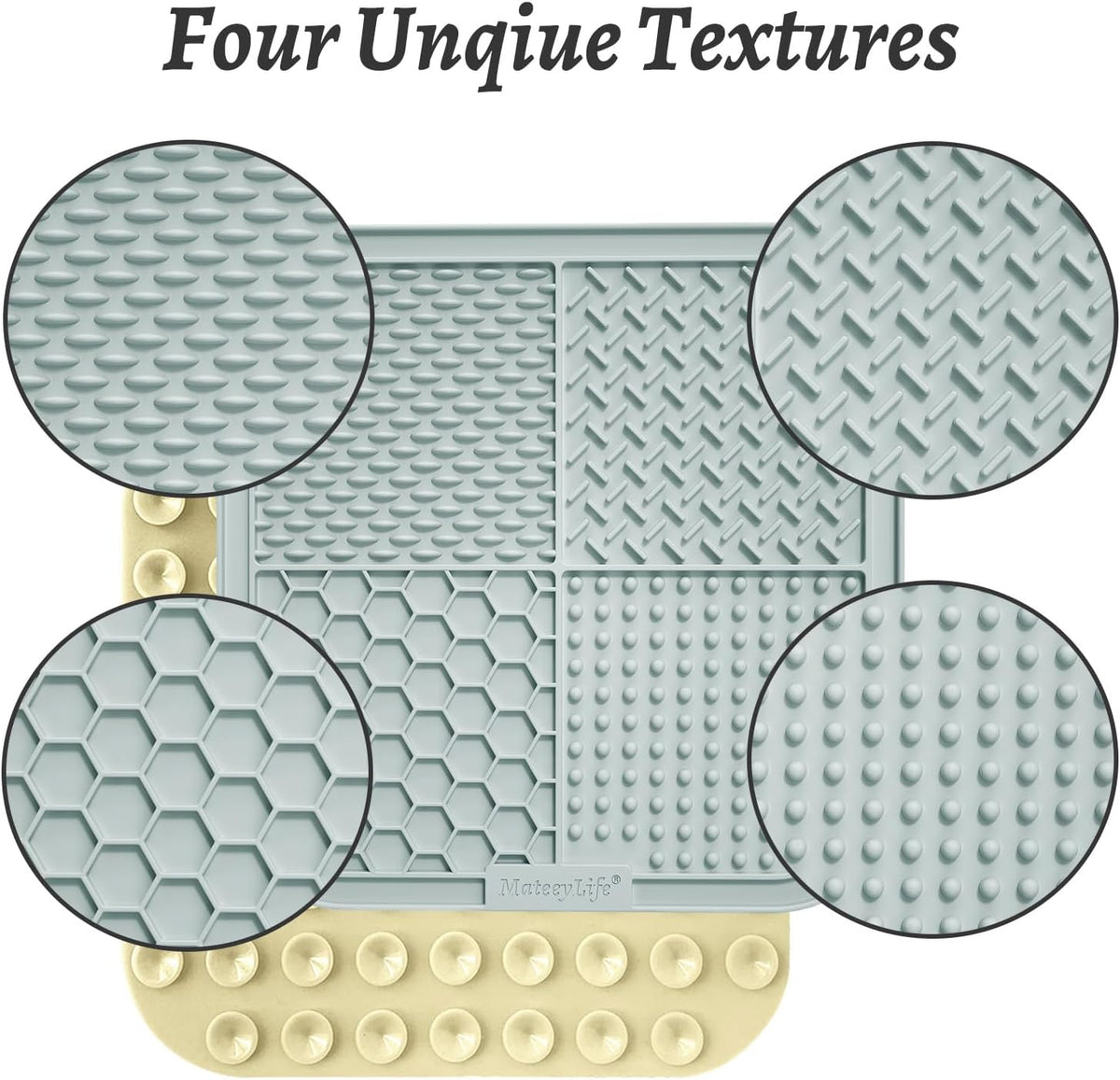 2PCS Large Lick Mat for Dogs and Cats, Licking Mats for Dog Anxiety Relief, Cat Peanut Butter Lick Pad for Boredom Reducer, Dog Treat Mat Perfect for Bathing Grooming Gray&Beige - Petguard