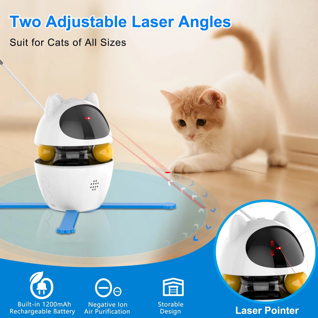 Automatic 3 in 1 Interactive Cat Toy with Laser and Feather for Indoor - Petguard