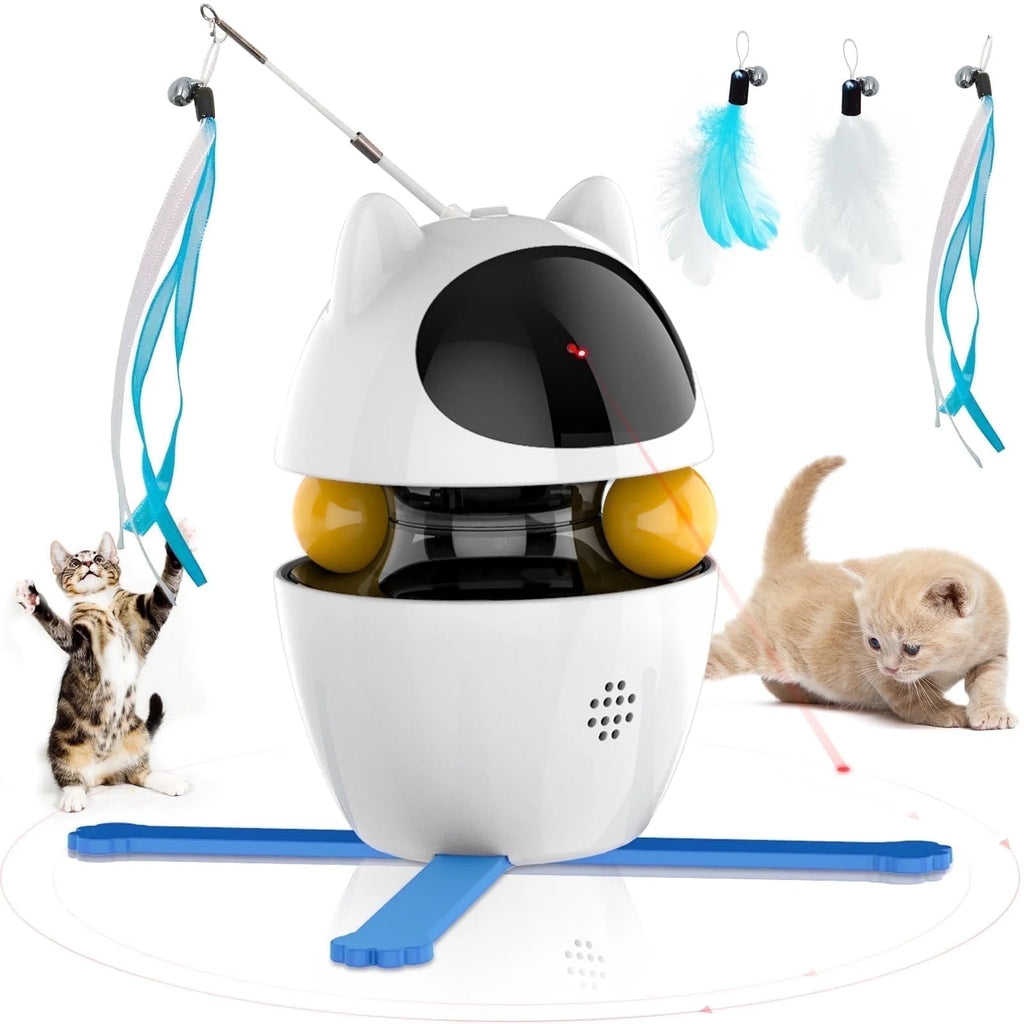 Automatic 3 in 1 Interactive Cat Toy with Laser and Feather for Indoor - Petguard
