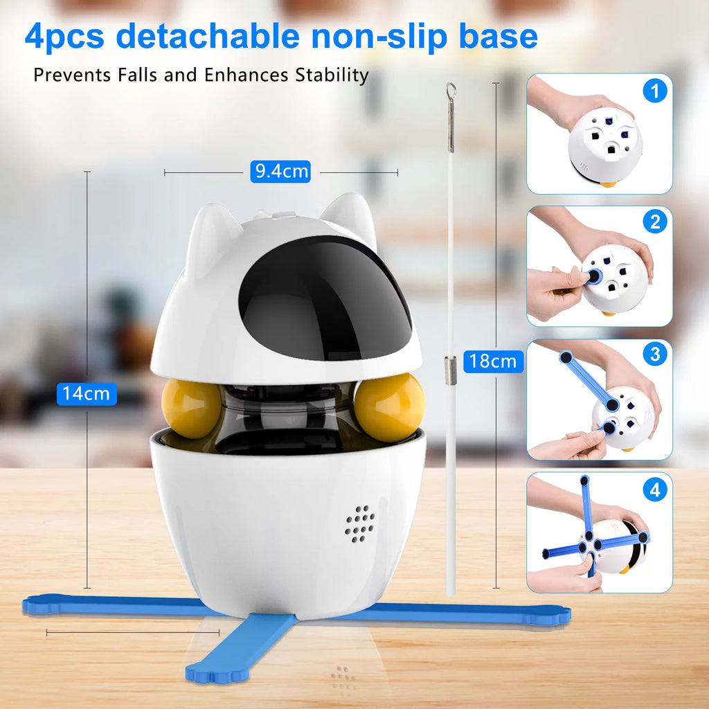 Automatic 3 in 1 Interactive Cat Toy with Laser and Feather for Indoor - Petguard