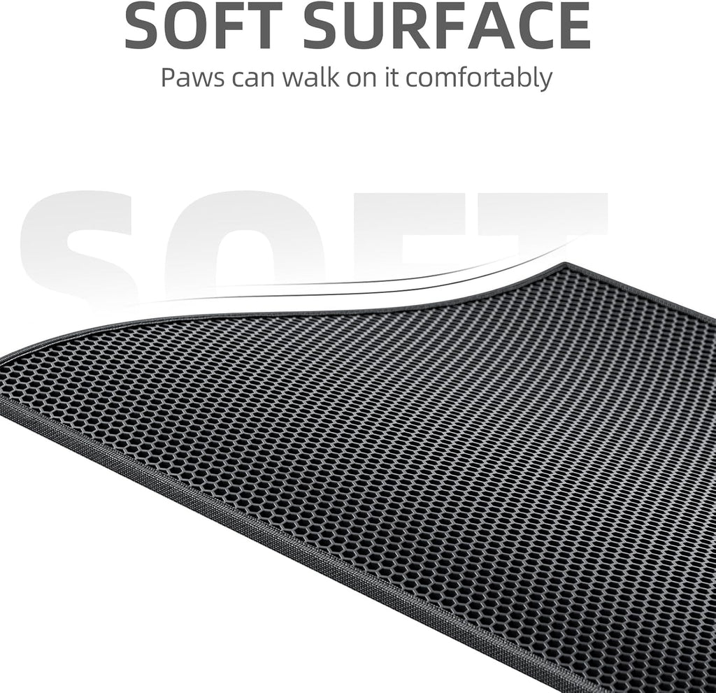 Cat Litter Mat Honeycomb Double Layer Design 24’ ’ X 15’ ’ Black - Petguard