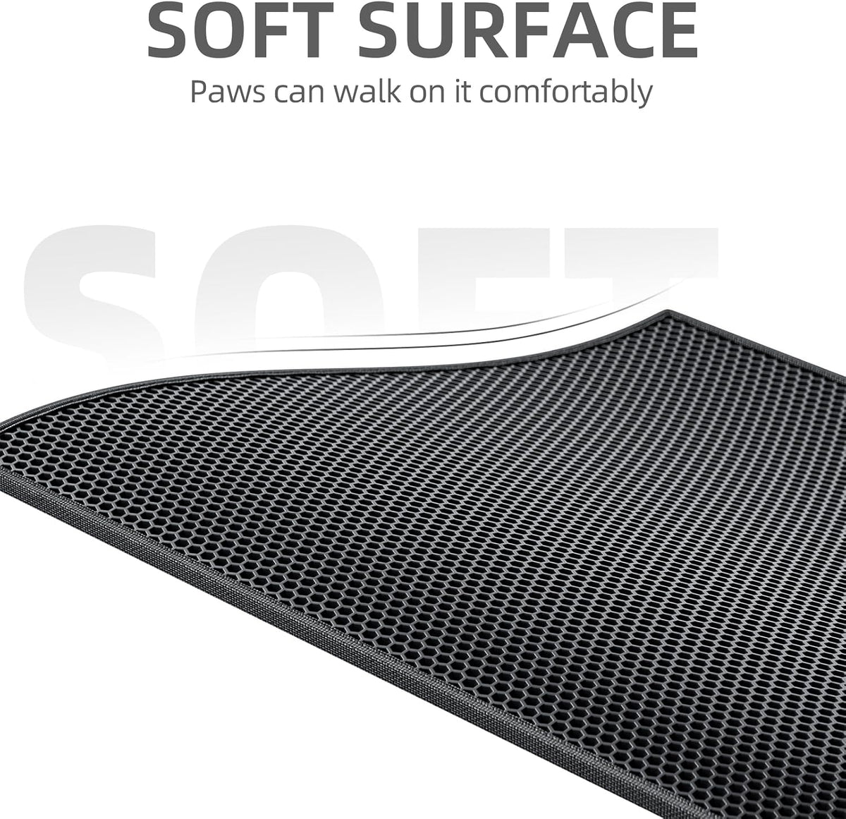 Cat Litter Mat Honeycomb Double Layer Design 24’ ’ X 15’ ’ Black - Petguard