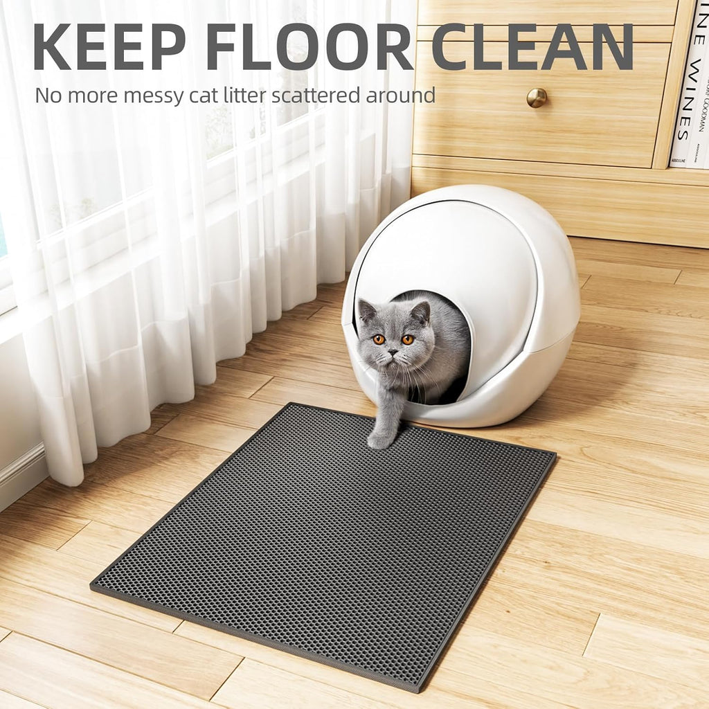 Cat Litter Mat Honeycomb Double Layer Design 24’ ’ X 15’ ’ Black - Petguard