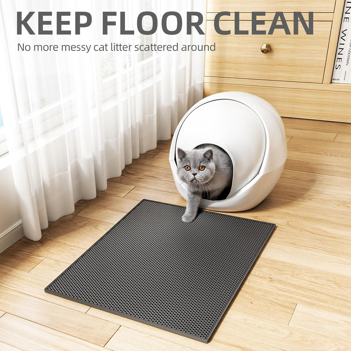 Cat Litter Mat Honeycomb Double Layer Design 24’ ’ X 15’ ’ Black - Petguard