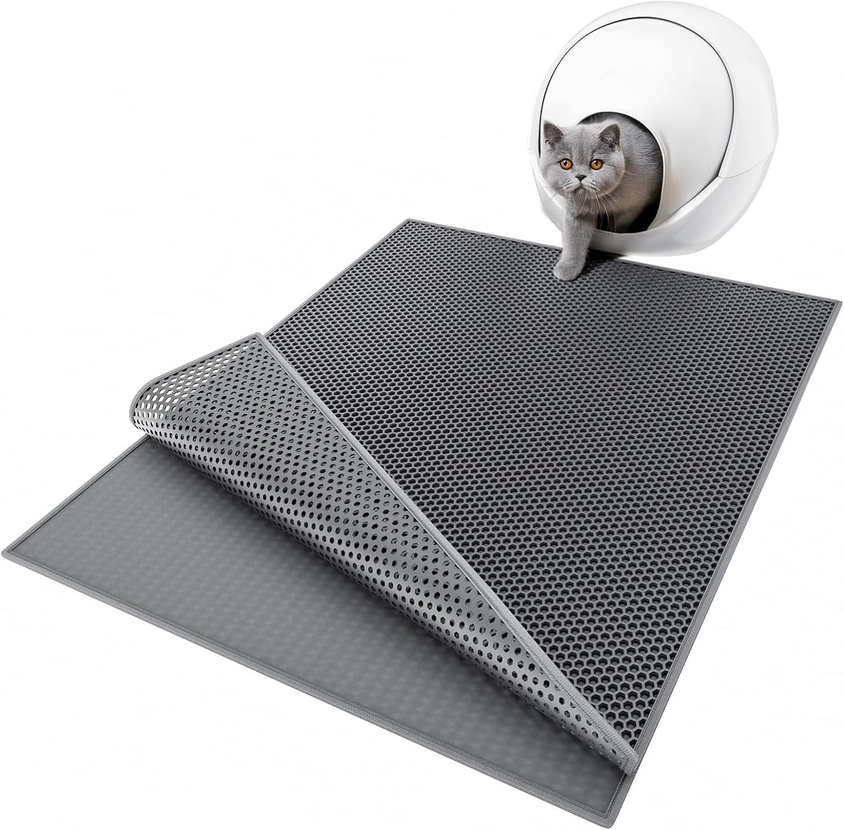 Cat Litter Mat Honeycomb Double Layer Design 24’ ’ X 15’ ’ Black - Petguard