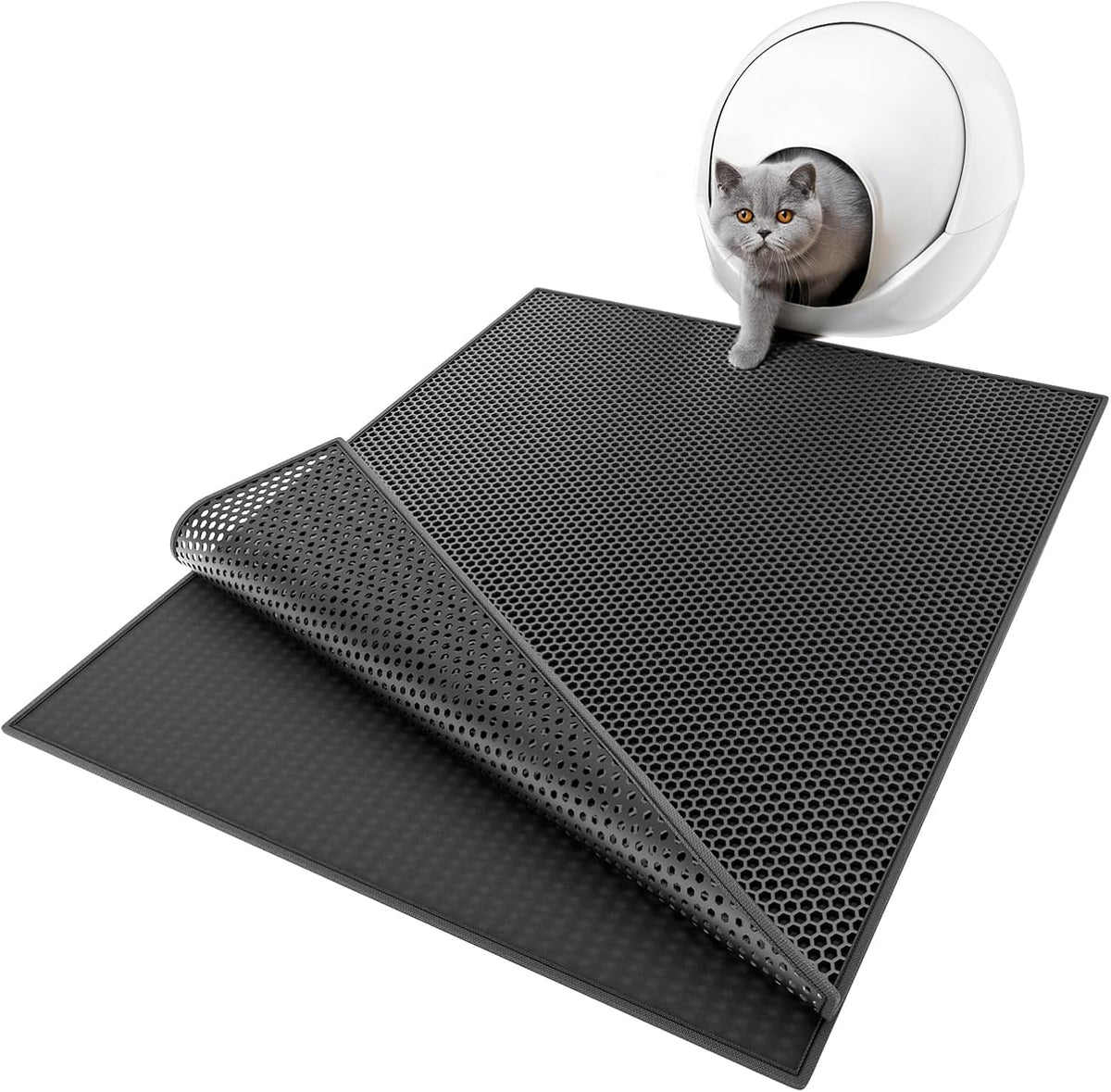 Cat Litter Mat Honeycomb Double Layer Design 24’ ’ X 15’ ’ Black - Petguard