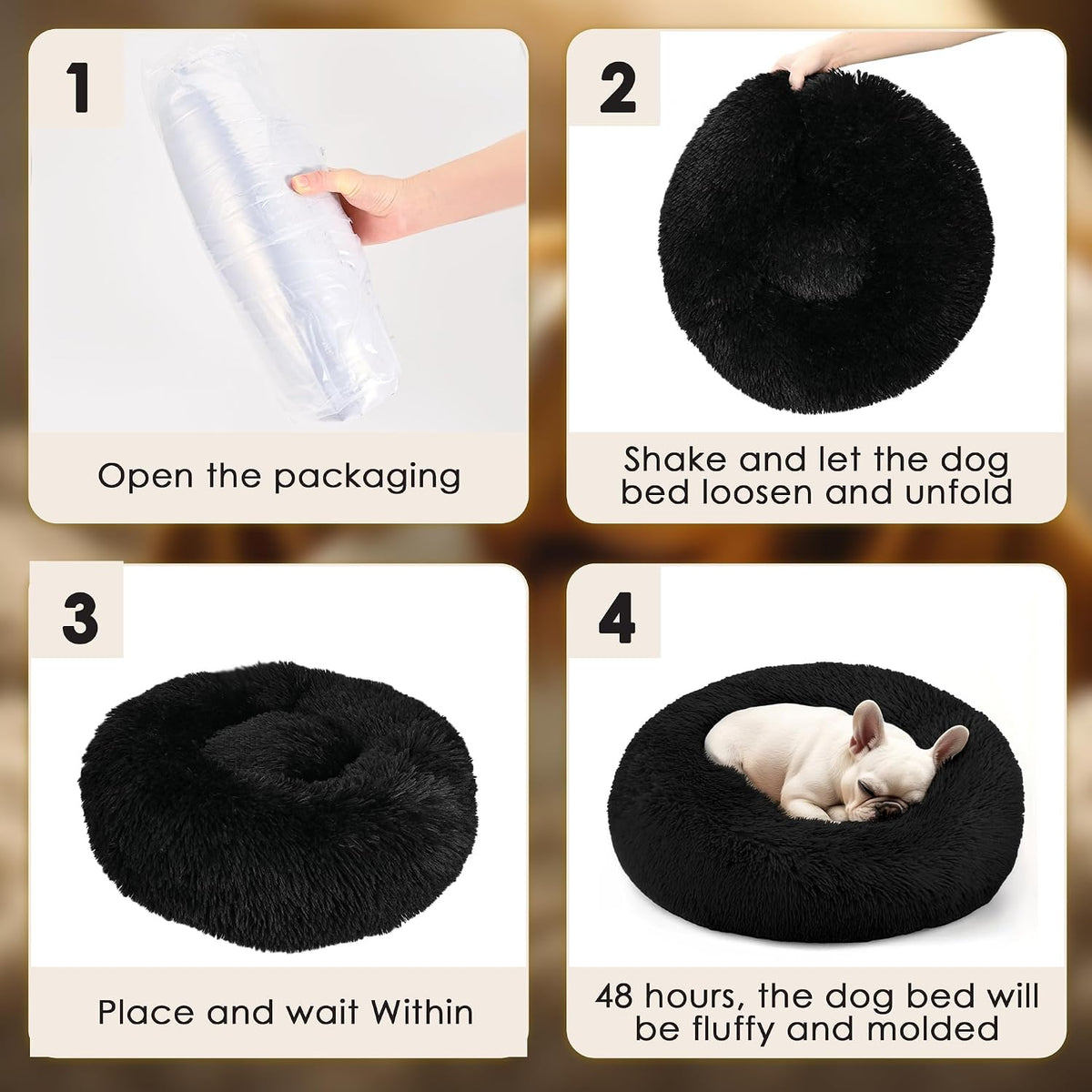 Dog & Cat Bed, 20In Cat Beds for Indoor Cats (Black) - Petguard