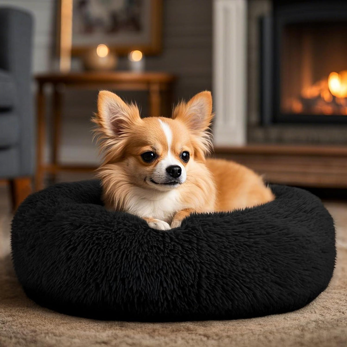 Dog & Cat Bed, 20In Cat Beds for Indoor Cats (Black) - Petguard