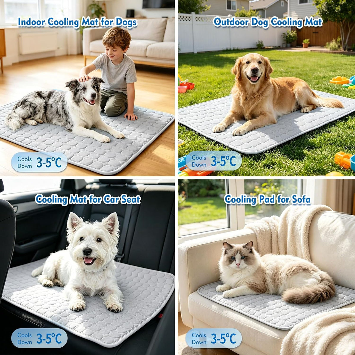 Dog Cooling Mat,Upgraded Arc-Chill Non-Slip Washable Cool Pad - Petguard