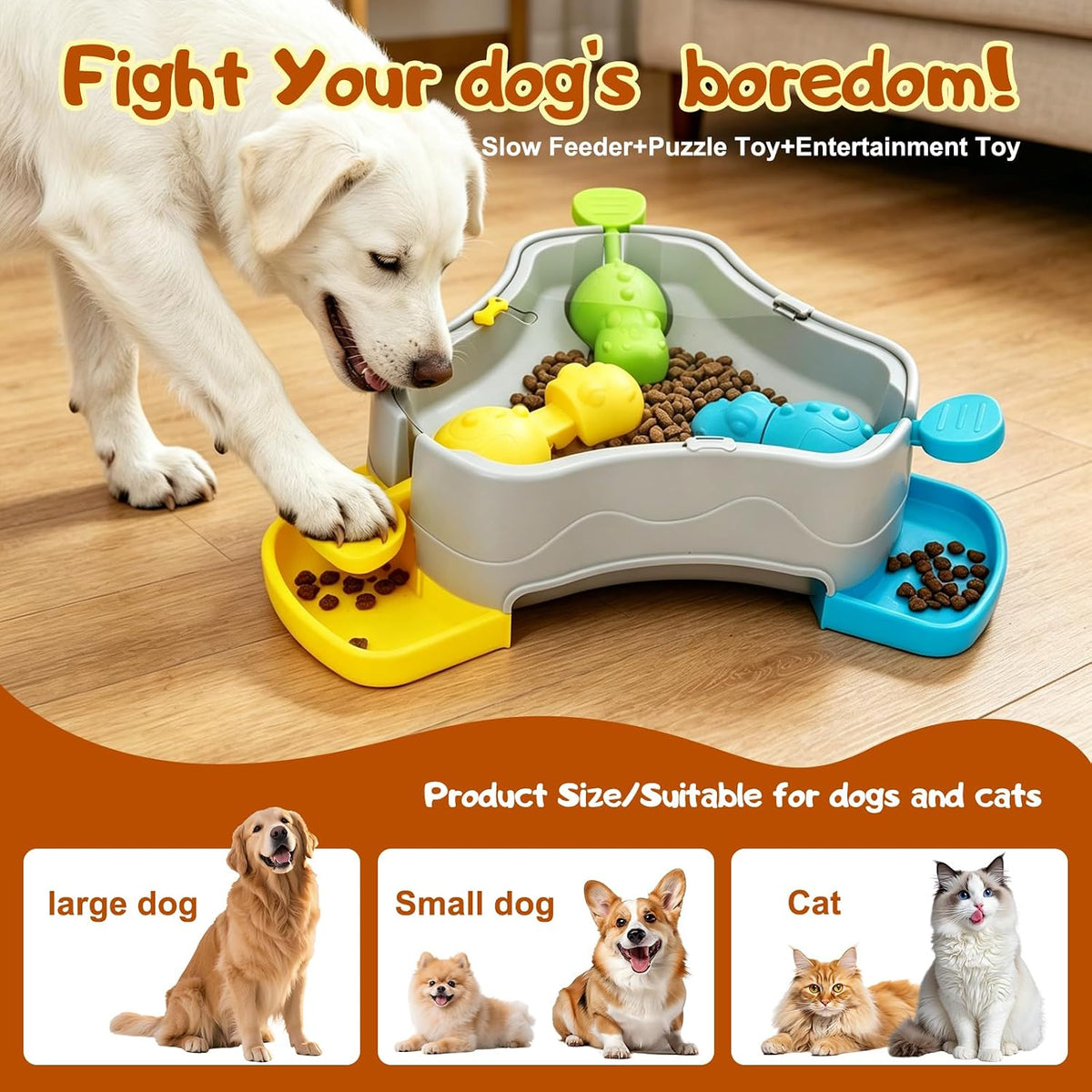 Dog Puzzle Slow Feeder,Iq Training & Anti-Choking Enrichment Toy Dog Love - Petguard