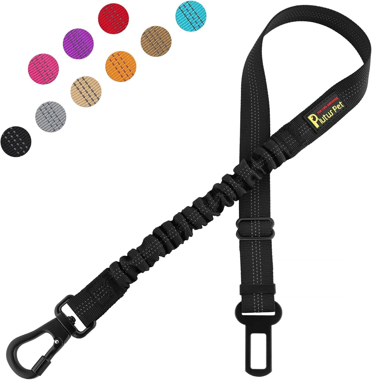 Dog Seat Belt for Car, Adjustable Harness with Elastic Bungee - Petguard
