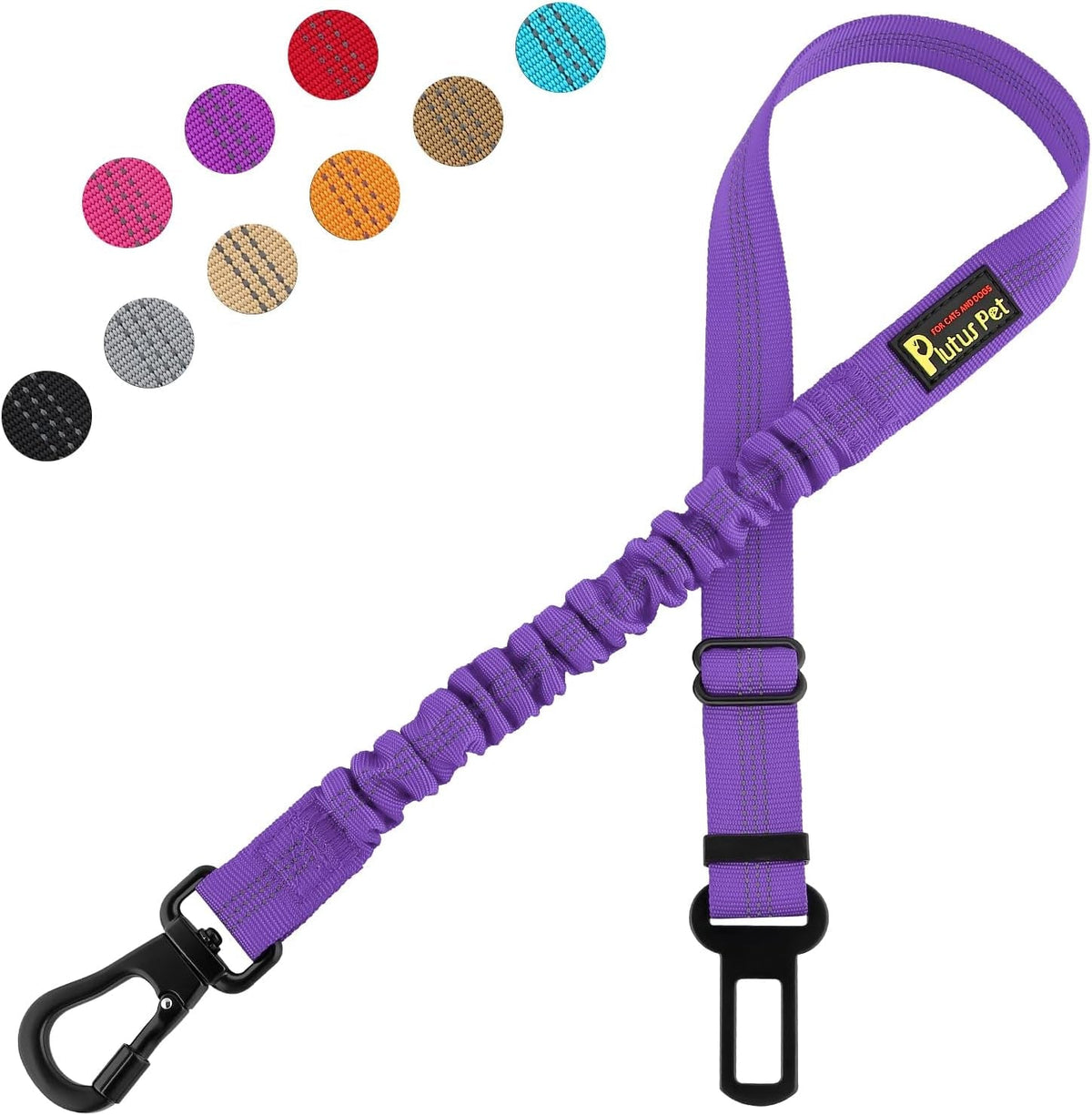 Dog Seat Belt for Car, Adjustable Harness with Elastic Bungee - Petguard