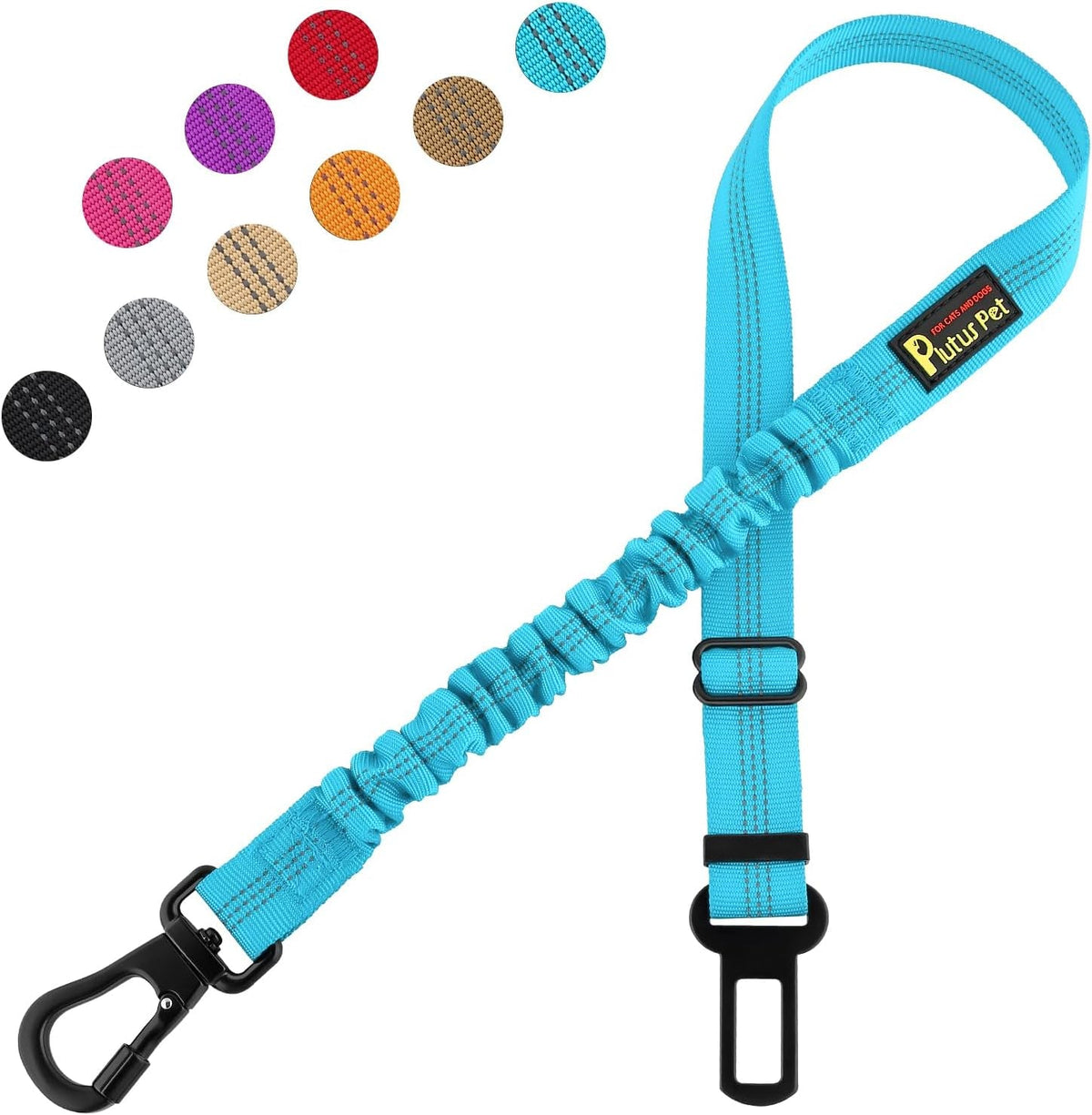 Dog Seat Belt for Car, Adjustable Harness with Elastic Bungee - Petguard