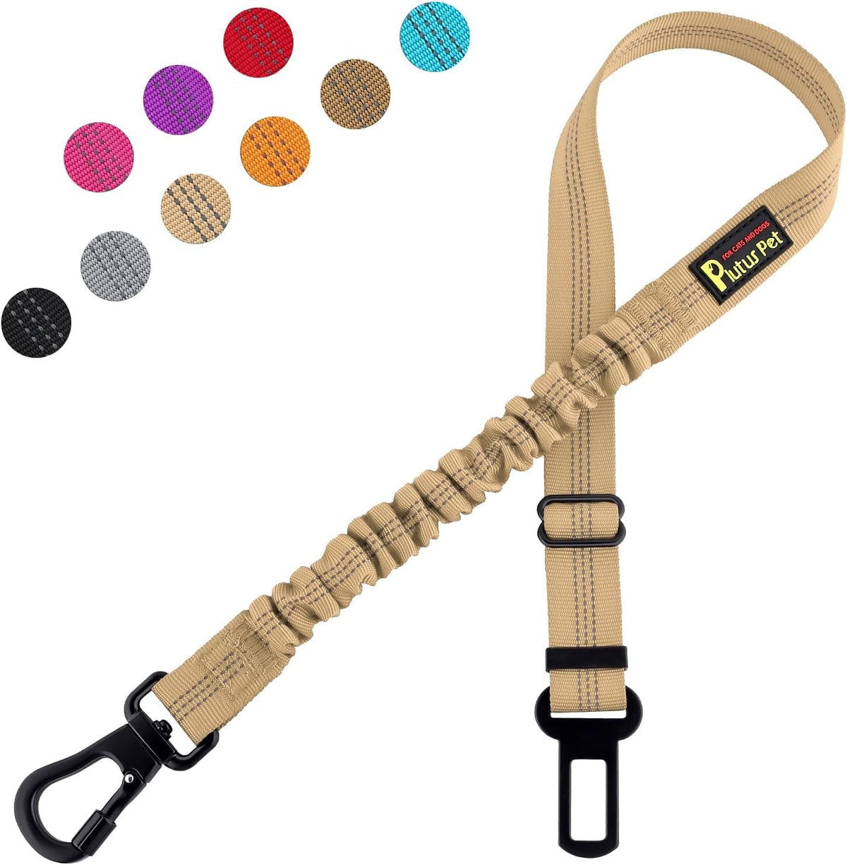 Dog Seat Belt for Car, Adjustable Harness with Elastic Bungee - Petguard