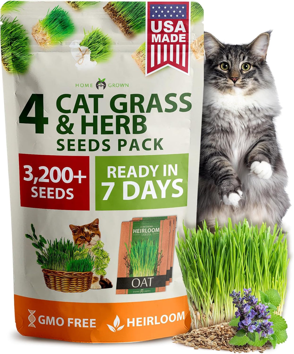Indoor Cat Grass Refill 3,200+ Seeds Cat Grass Kit Replacement - Petguard