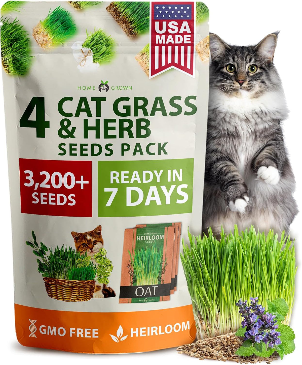 Indoor Cat Grass Refill 3,200+ Seeds Cat Grass Kit Replacement - Petguard